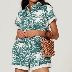 NWT Show Me Your Mumu Denim Range Romper ~ in Oasis Palm
